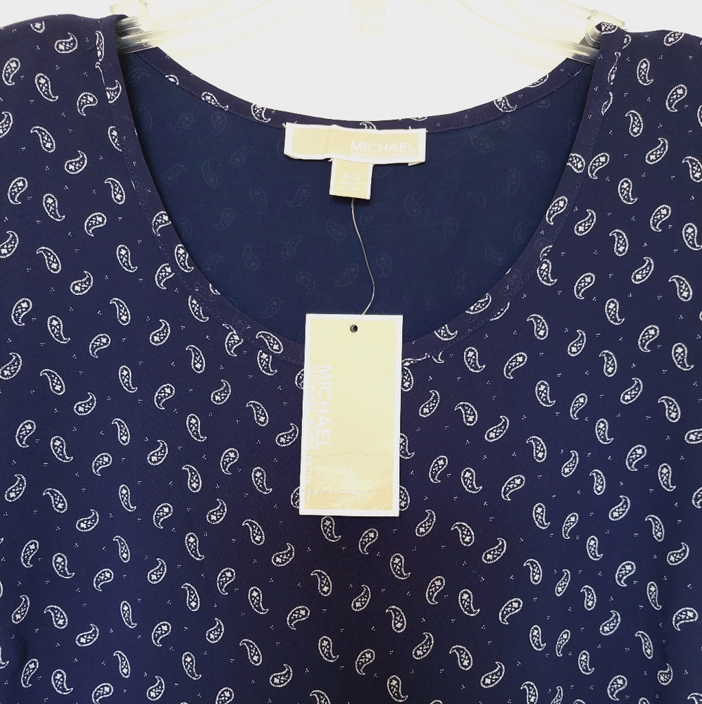 Michael Kors NWT short sleeve blouse size P/L - Picture 3 of 14